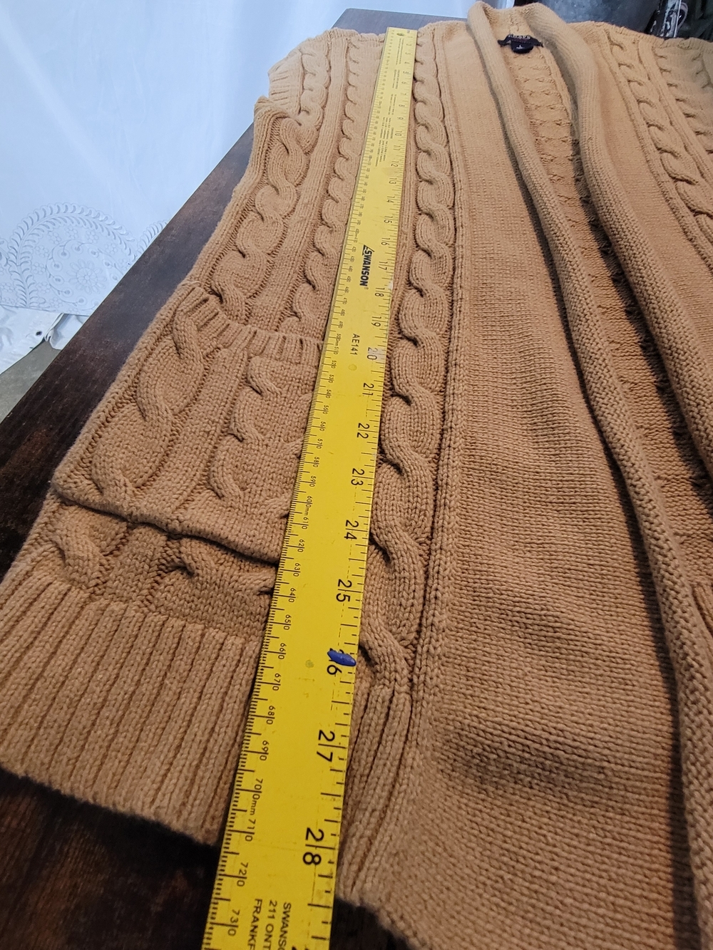 Chaps Cable Knit Sleeveless Cardigan Vest - Camel Size Large - Picture 8 of 8